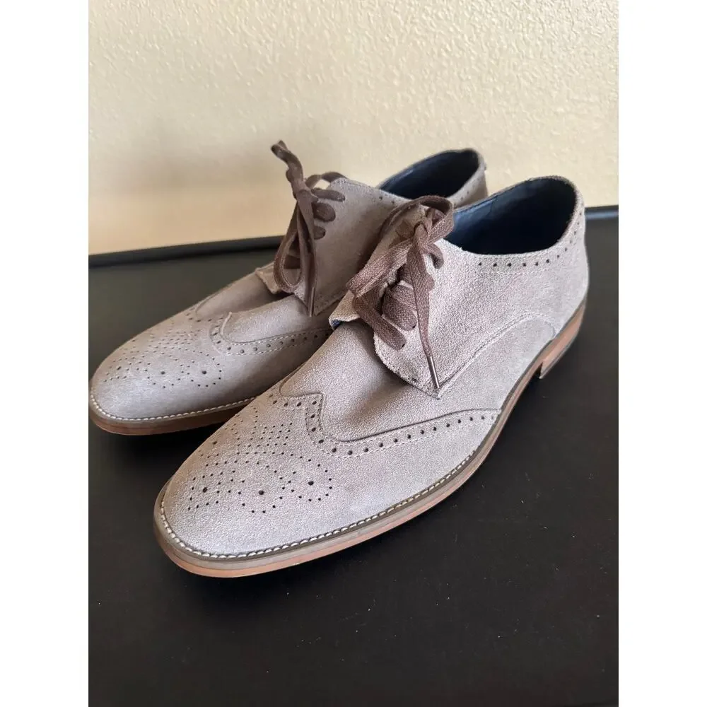 Joseph Abboud Suede Wingtip Oxford Dress Shoes Gray Leather Men’s Size 9.5